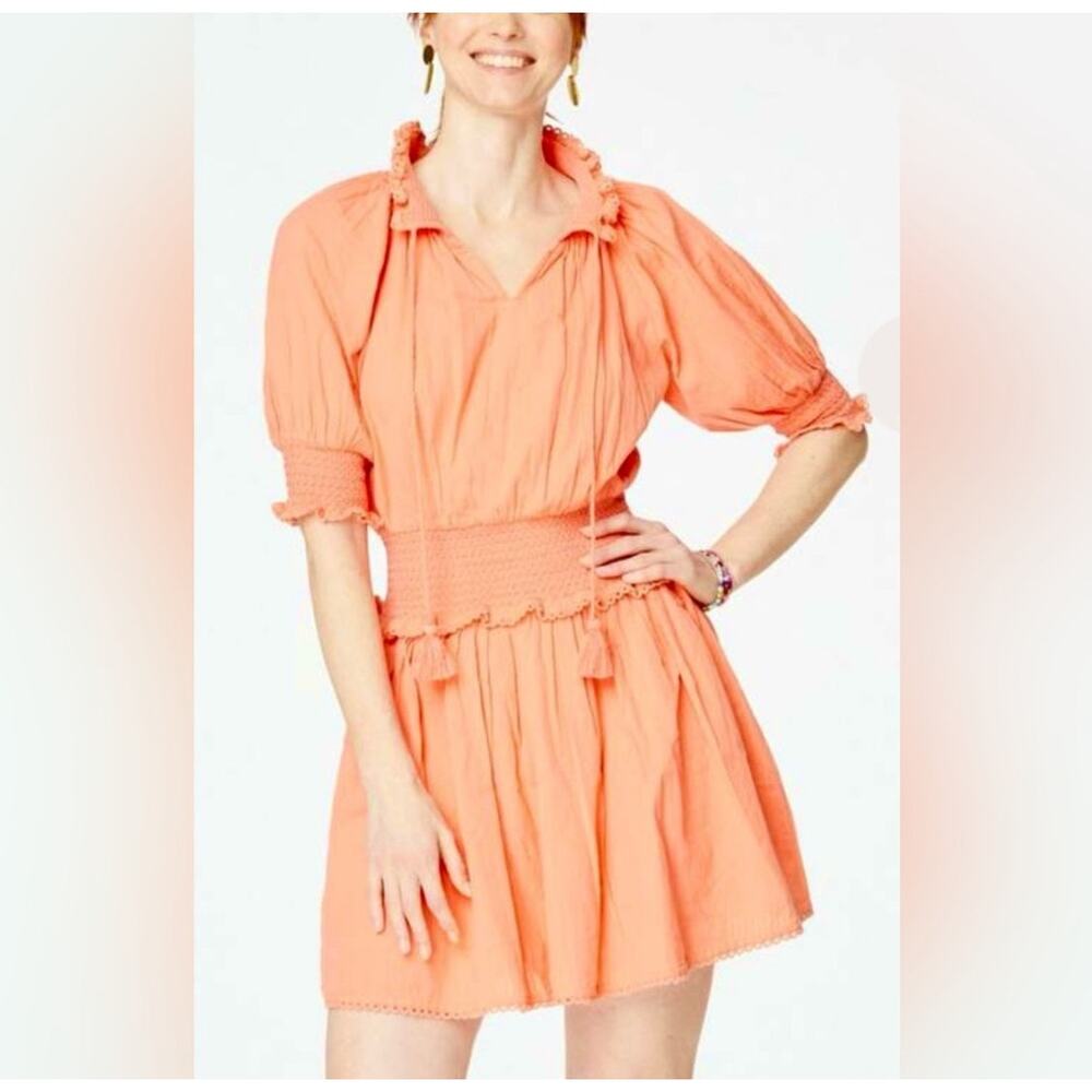 Roller Rabbit Fiorella Mini Dress Bright Coral Size Large